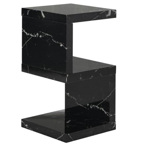 Miami High Gloss S Shape Side Table In Milano Marble Effect_4